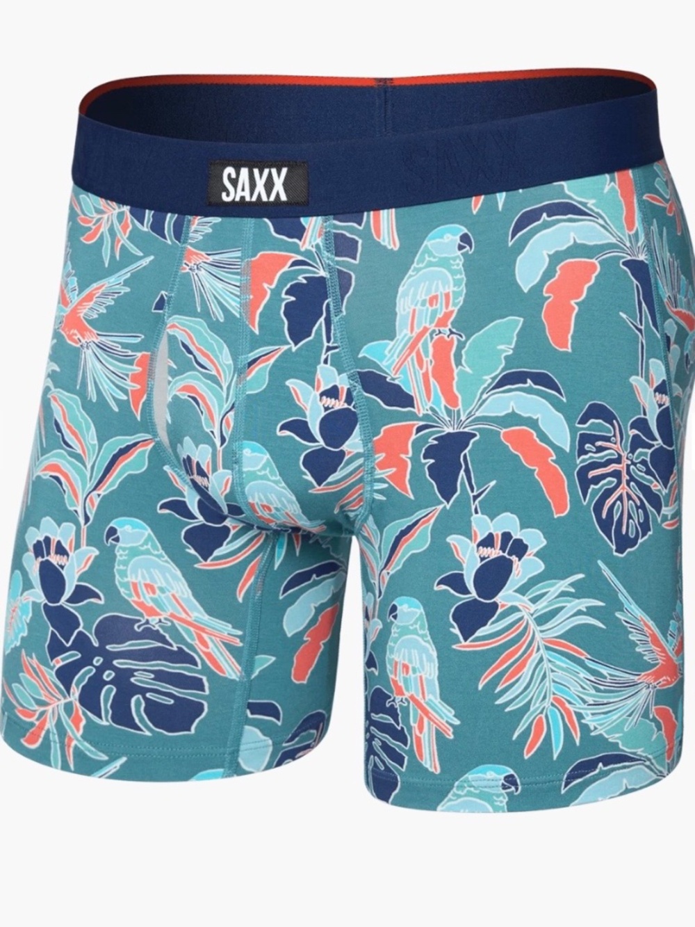 SAXX Vibe Xtra Soft XL Comfort Boxer Brief Tropical Parrot Print Beachy Gorpcore
